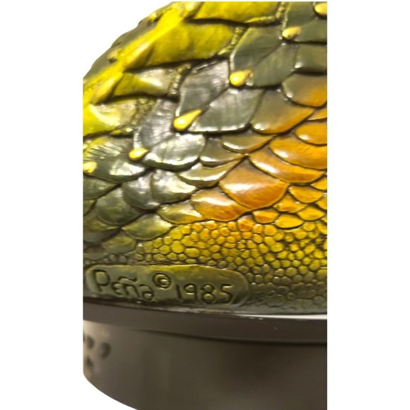 Windstone Dragon Sculpture Green Curled Mother 1985 Retired - Picture 9 of 10